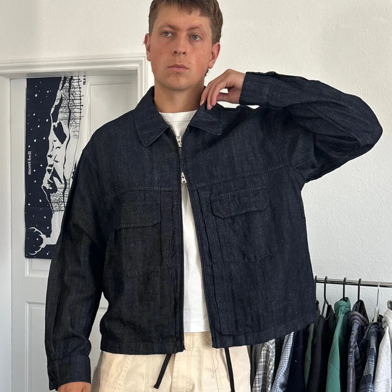 Frizmworks Linen Boxy Overshirt Indigo M