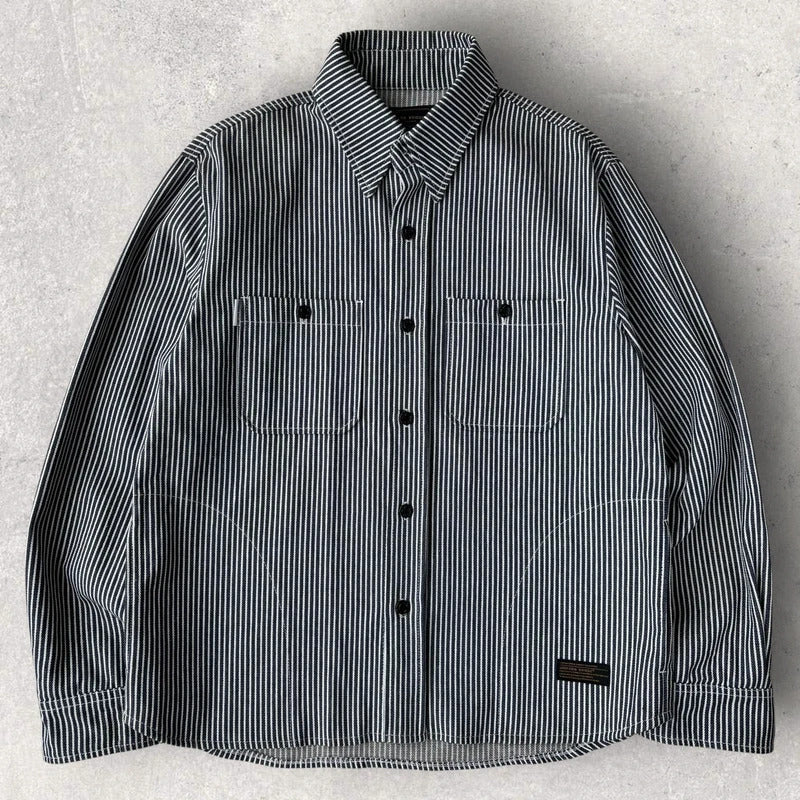 Uniform Bridge Hickory Stripe Chore Jacket Blue L