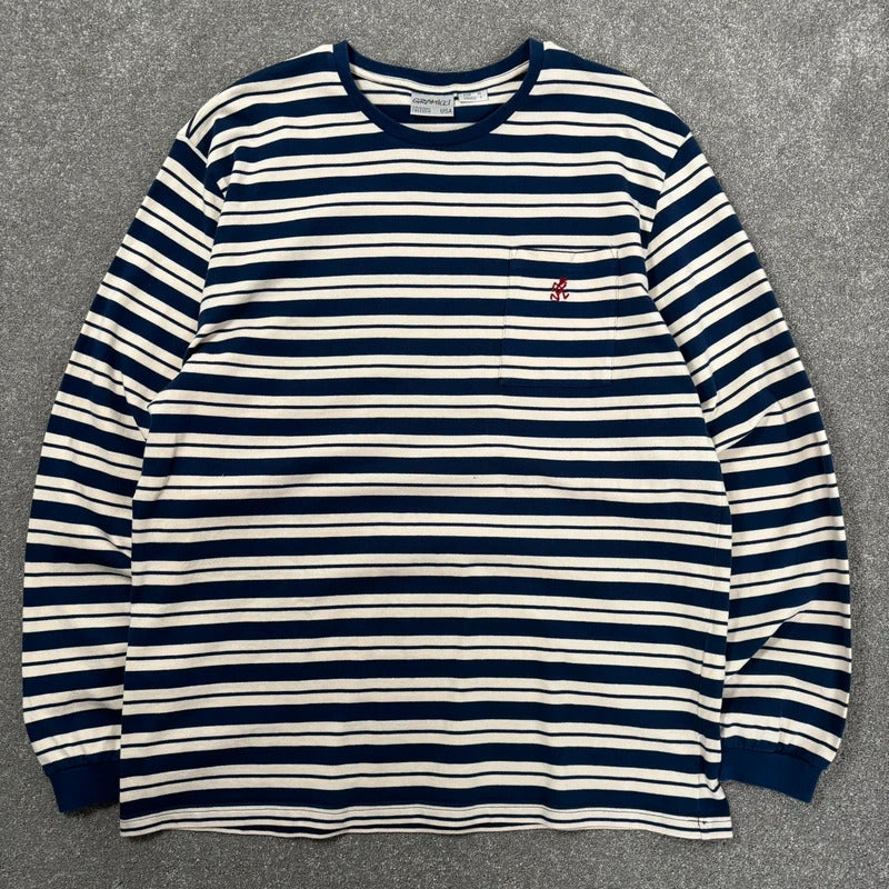 Gramicci Stripe Long Sleeve Tee Blue L