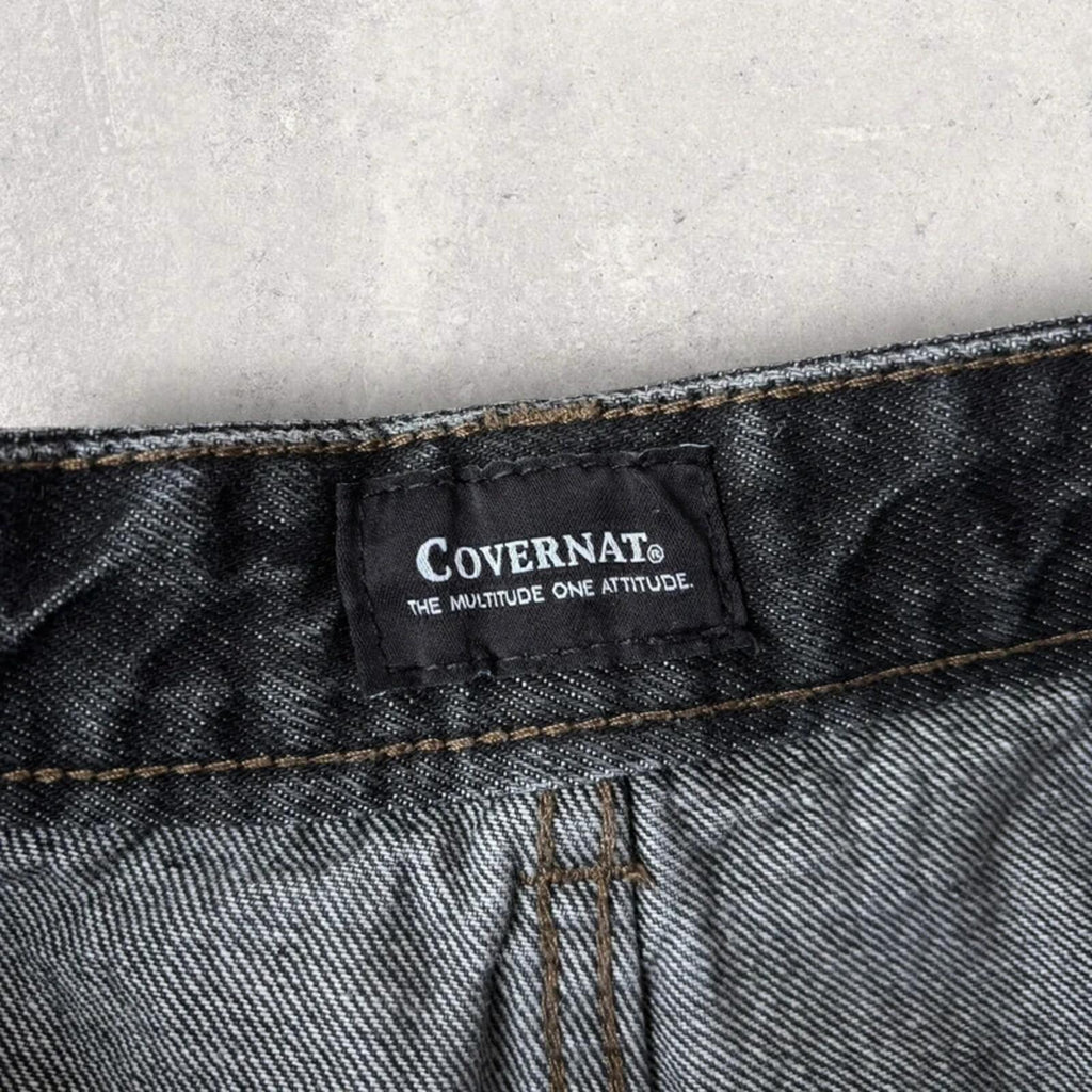 Covernat Korean Wide Baggy Jeans Black L