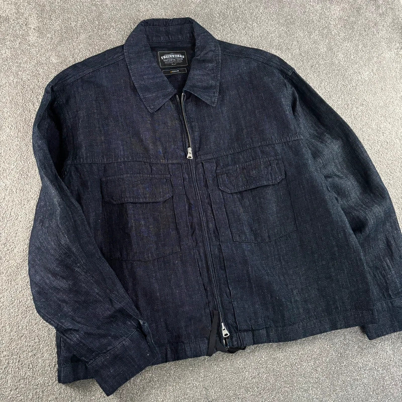 Frizmworks Linen Boxy Overshirt Indigo M