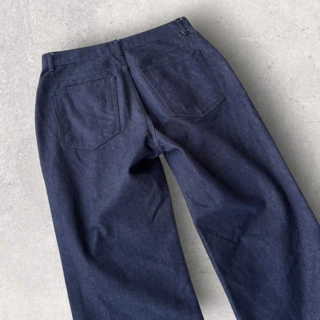 Uniform Bridge Pleated Wide Denim Jean Indigo L