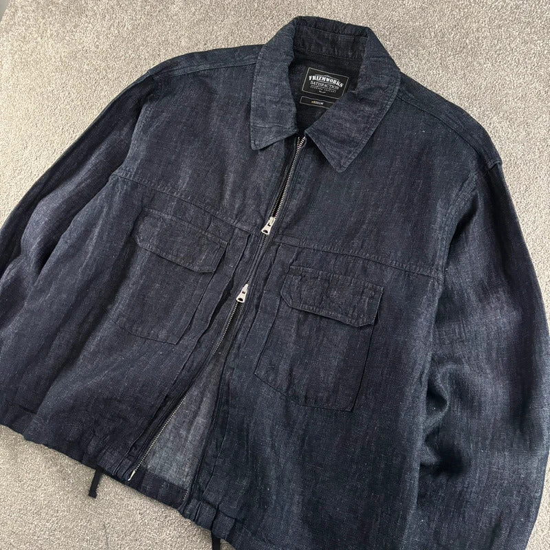 Frizmworks Linen Boxy Overshirt Indigo M