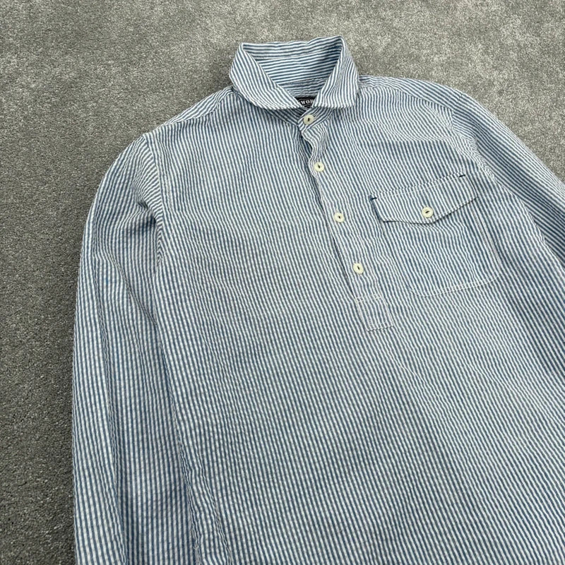 Frizmworks Seersucker Pullover Shirt Blue S