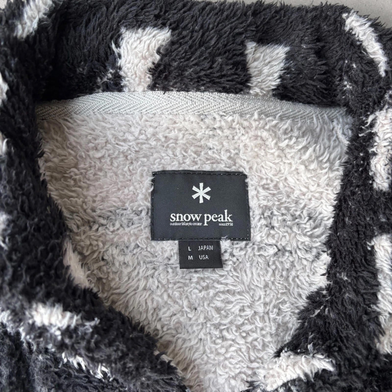 Snow Peak Geometric Fleece Vest White/Black Size M – Japan import