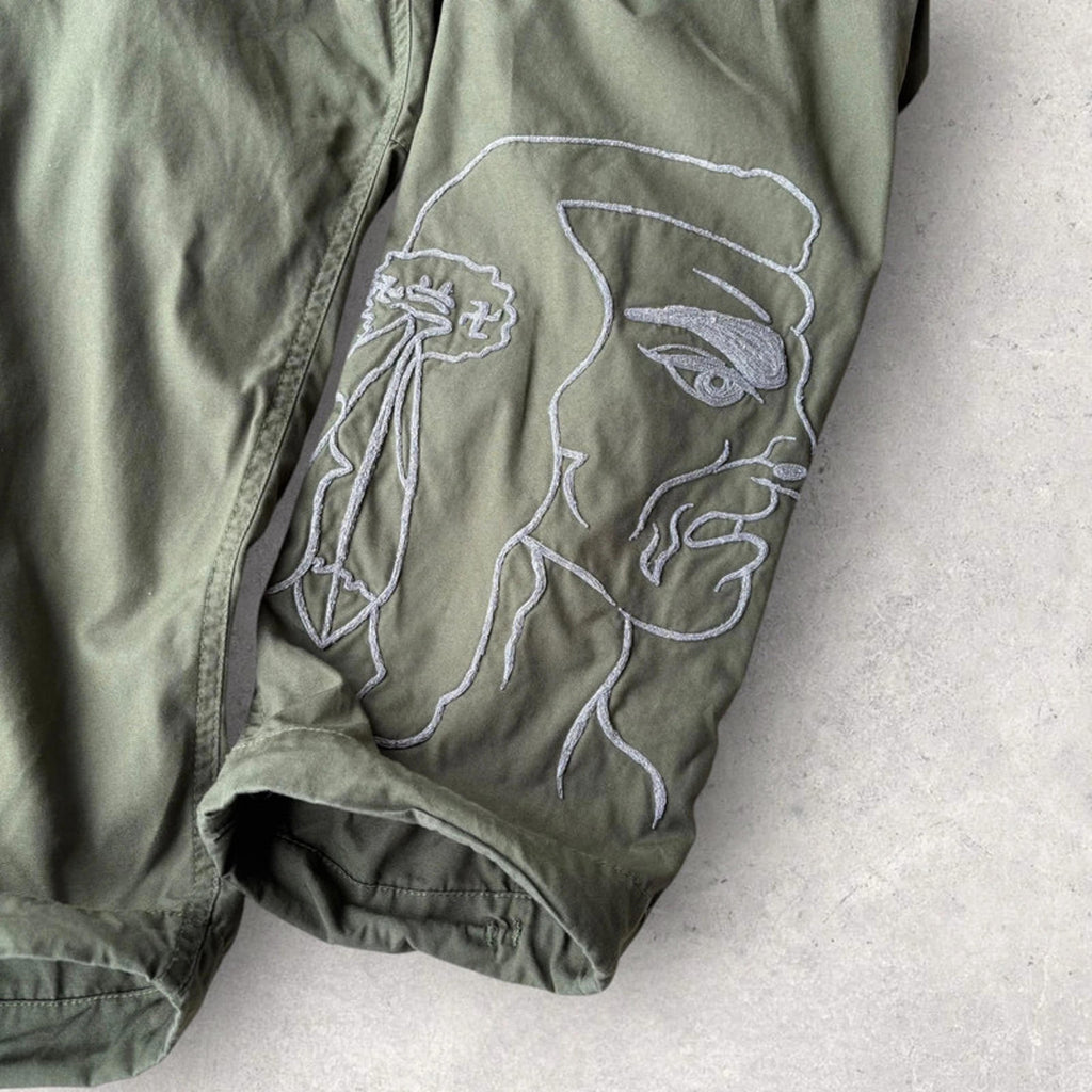 Maharishi Embroidered Indian Reflective Track Pant – Olive – XL