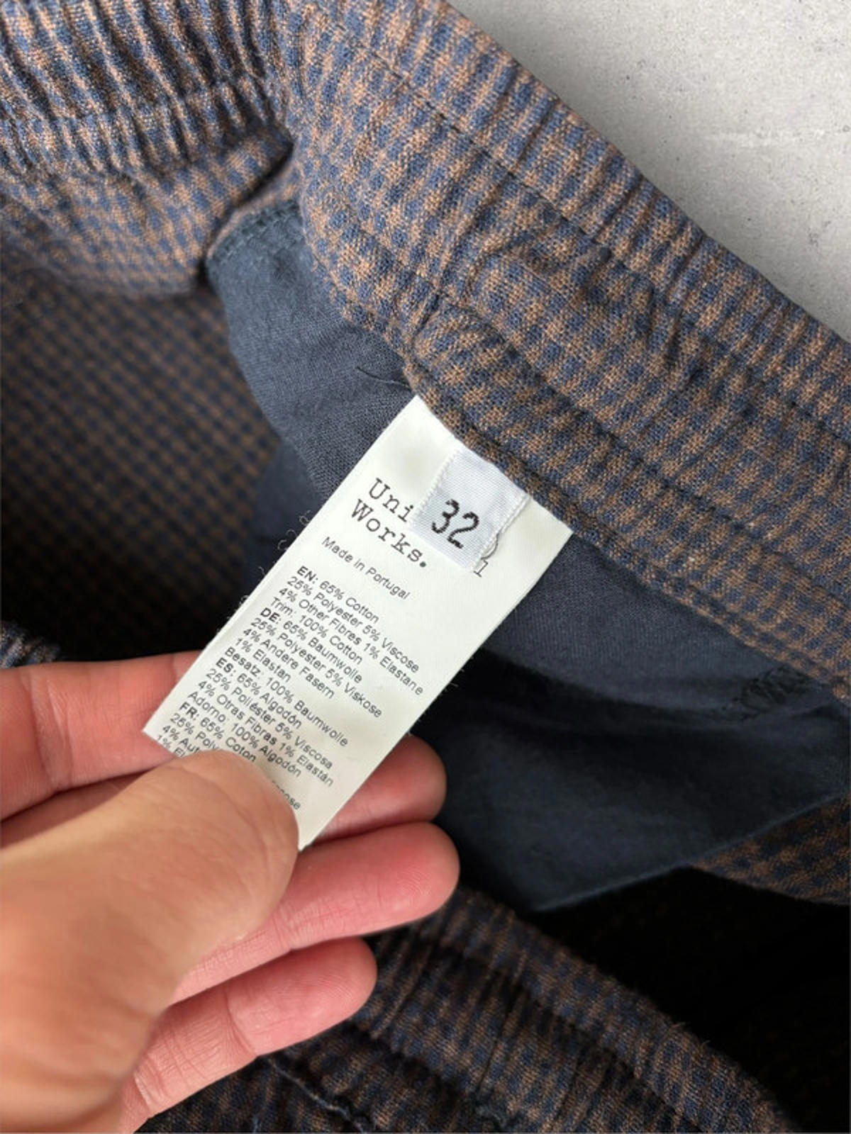 Universal Works Check Oxford Pant Brown M