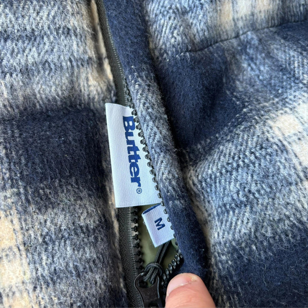 Butter Goods Reversible Plaid Puffer Jacket Blue Size M