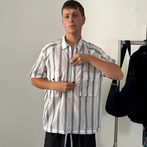 Eastlogue Half Zip Stripe Shirt Blue L