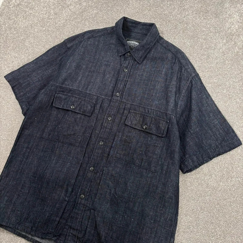 Frizmworks Linen Trucker Half Shirt Indigo L