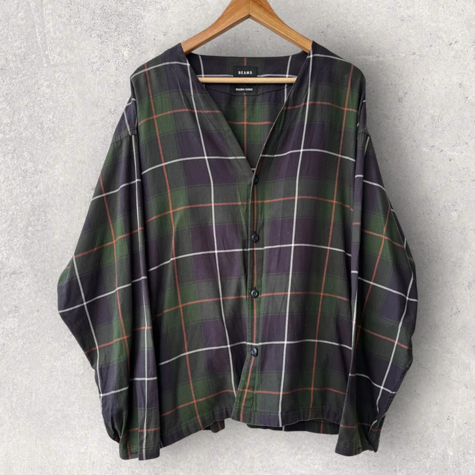 Beams Japan Check Cardigan Green Size M
