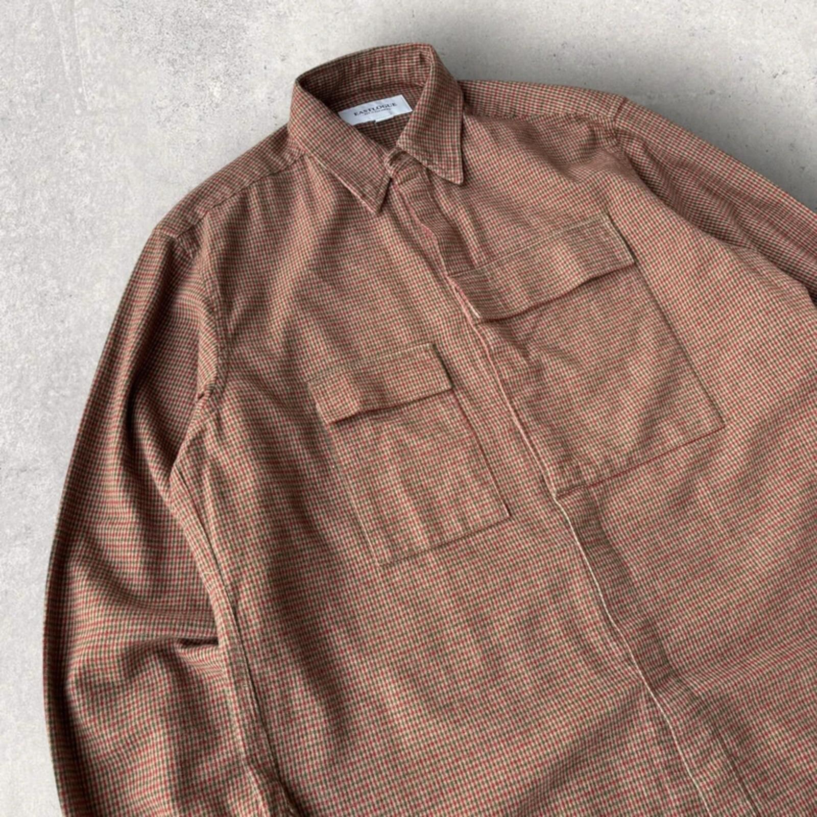 Eastlogue Asymmetric Check Utility Shirt Brown L