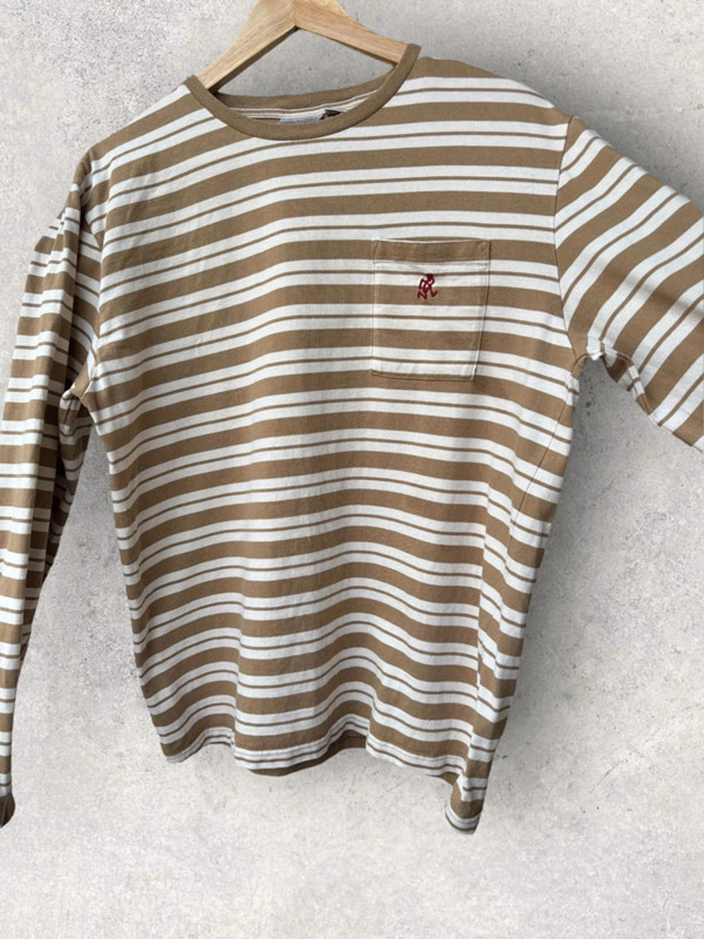 Gramicci One Point Striped Long Sleeve Tee Brown S