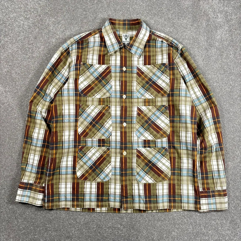 South2 West8 6 Pocket Flannel Shirt Green M