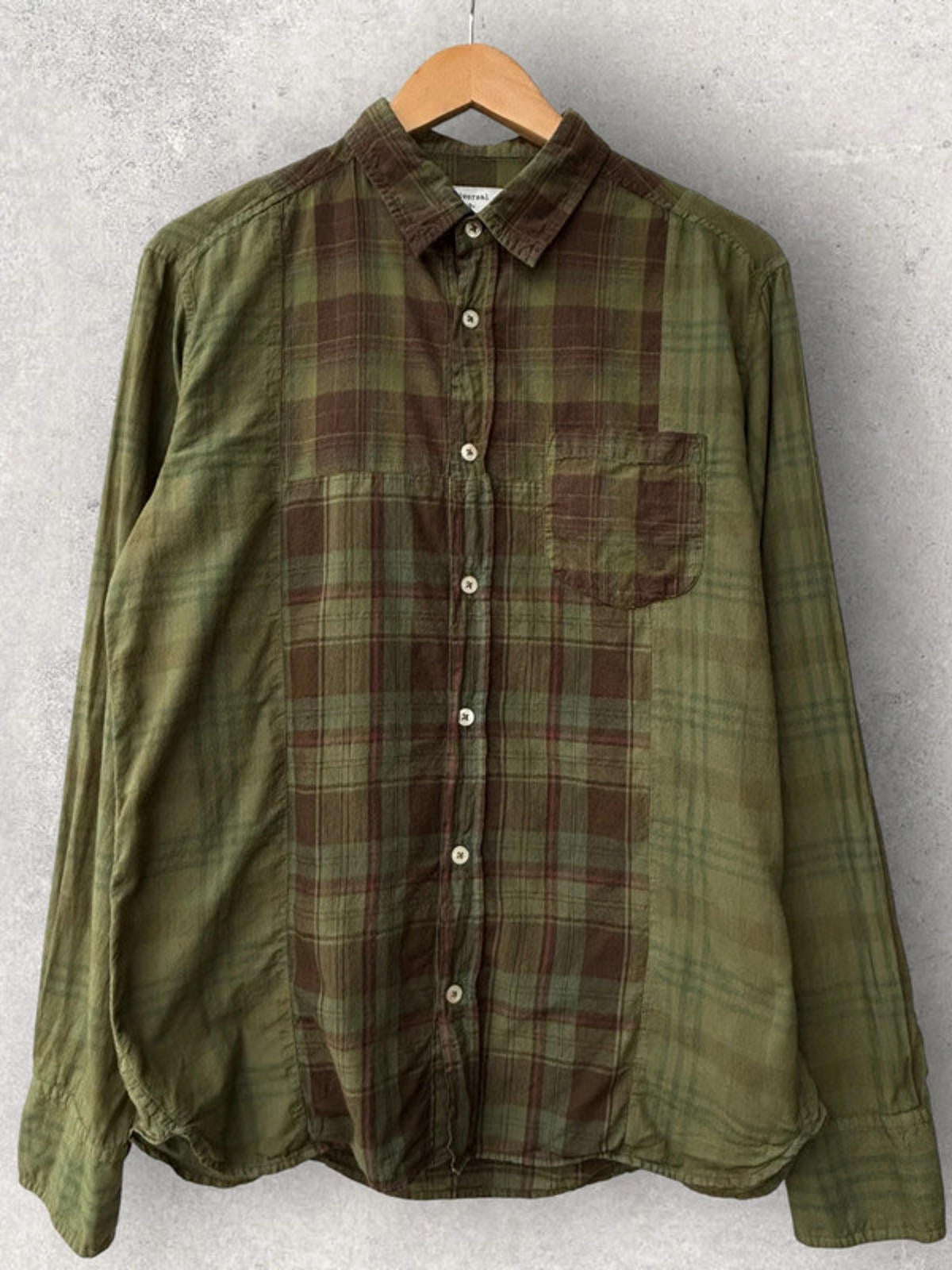 Universal Works Japanese Plaid Cotton Shirt Green Size M