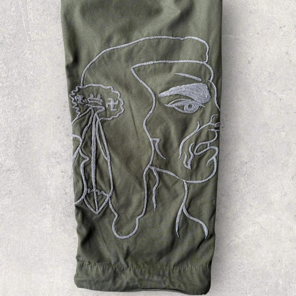 Maharishi Embroidered Indian Reflective Track Pant – Olive – XL