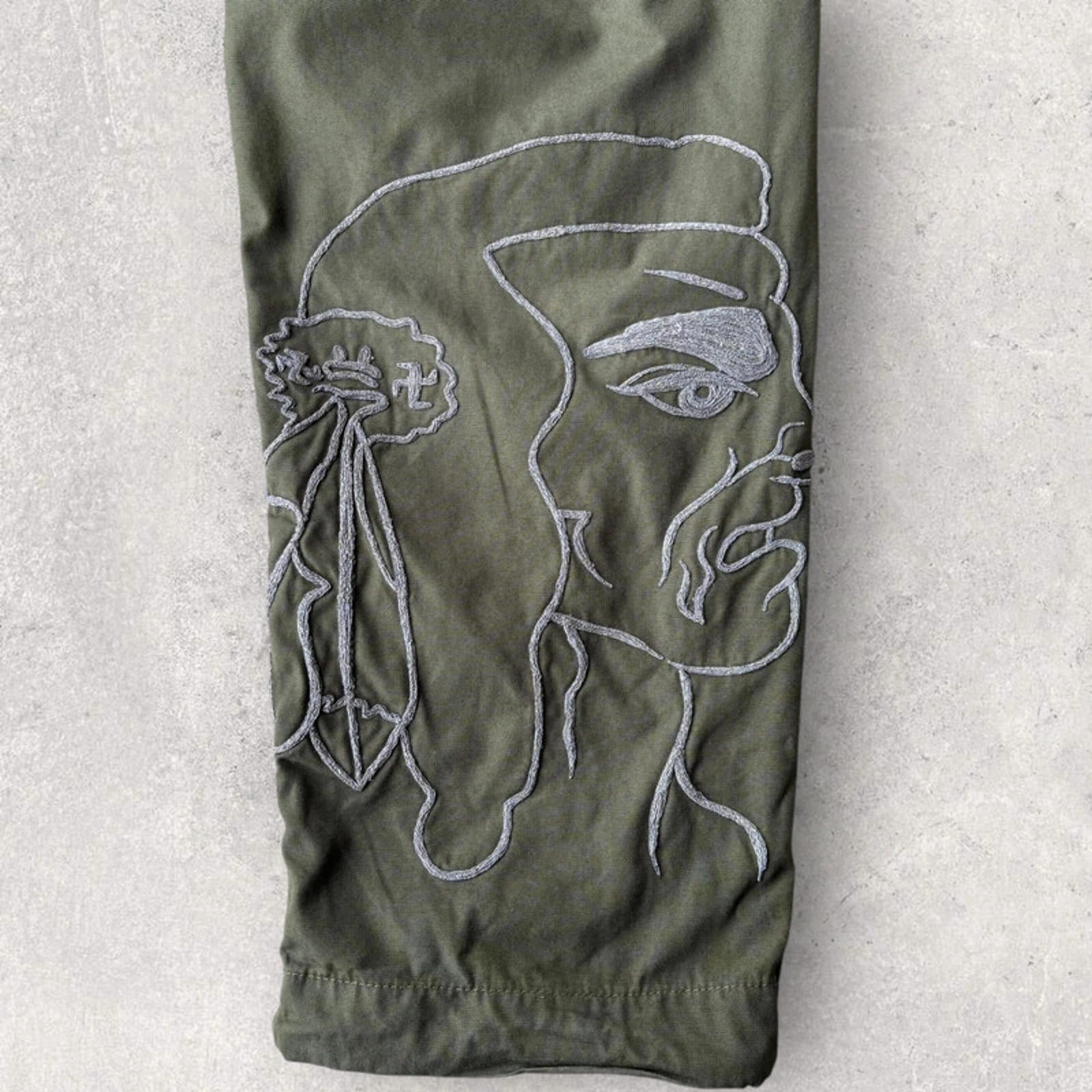 Maharishi Embroidered Indian Reflective Track Pant – Olive – XL