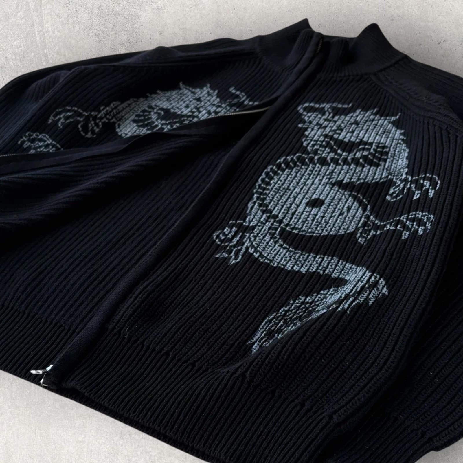 Butter Goods Dragon Zip Thru Knit Sweatshirt Black M Streetwear