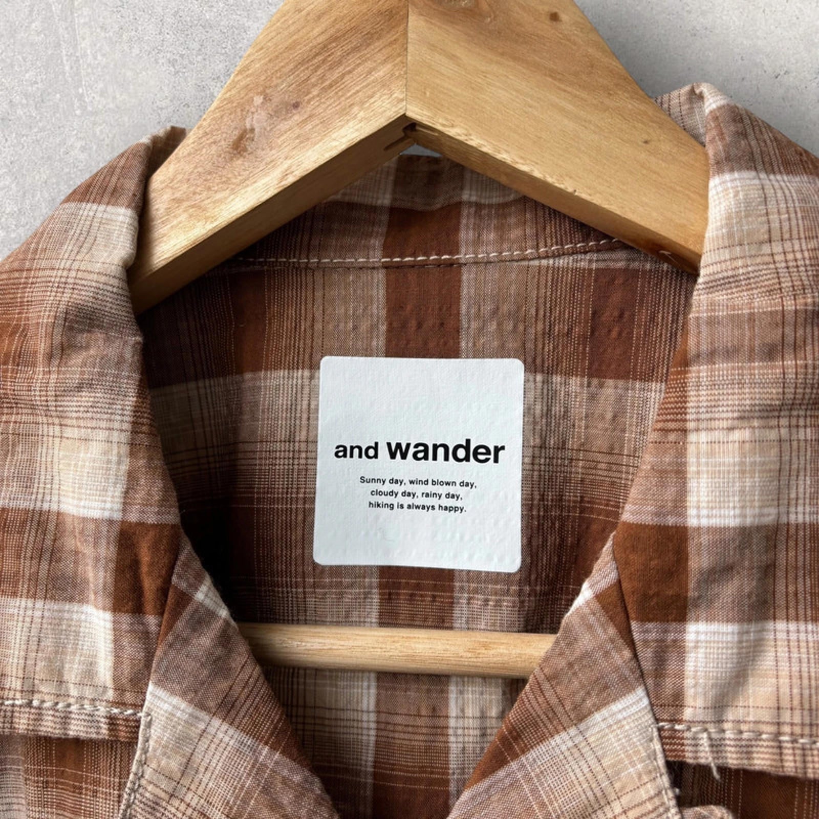 And Wander check shirt brown XL - Japan import