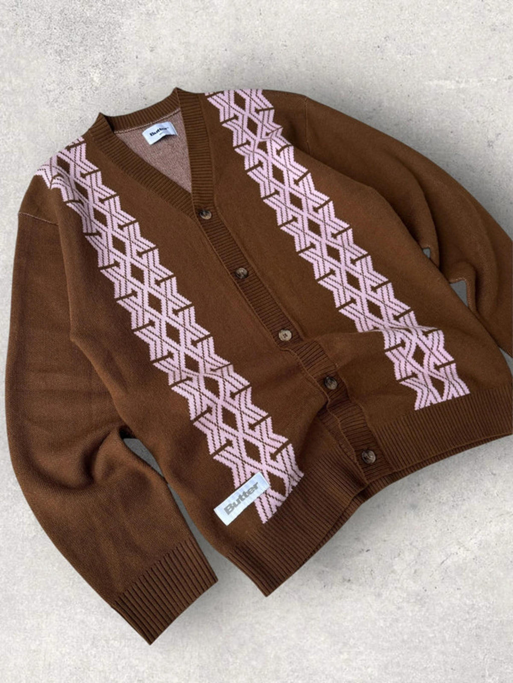Butter Goods Club Knit Cardigan Brown Size S