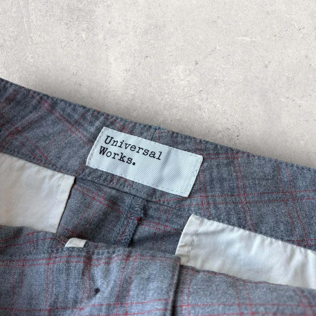 Universal Works Check Tapered Trouser Grey W32