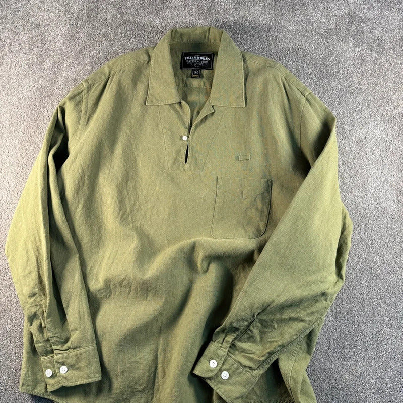 Frizmworks Linen Pullover Shirt Olive M