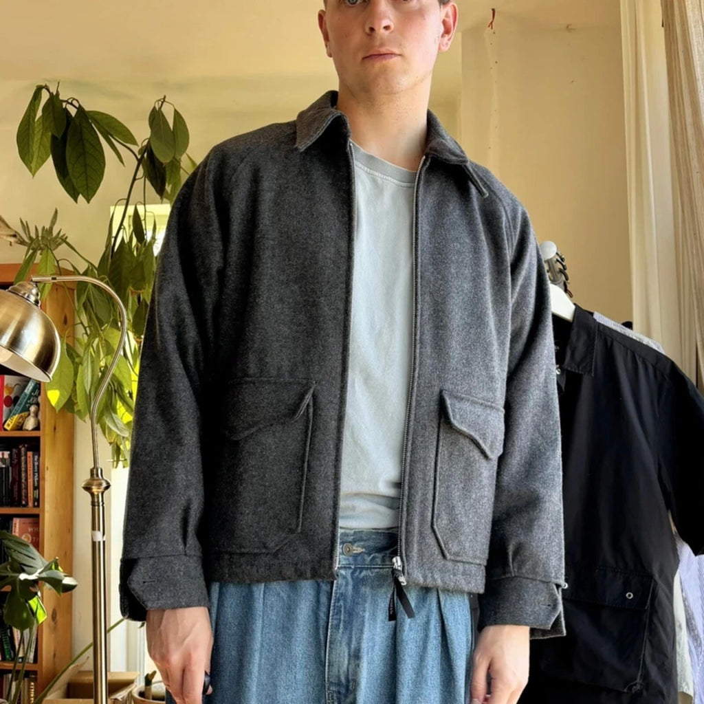 Uniform Bridge Cropped Wool Harrington Jacket M