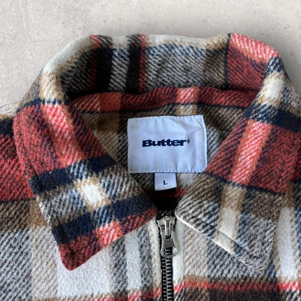 Butter Goods Zip Flannel Overshirt Red M