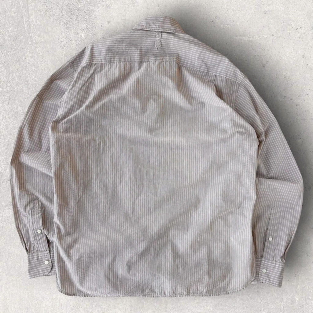 Eastlogue Asymmetric Utility Stripe Shirt Beige M