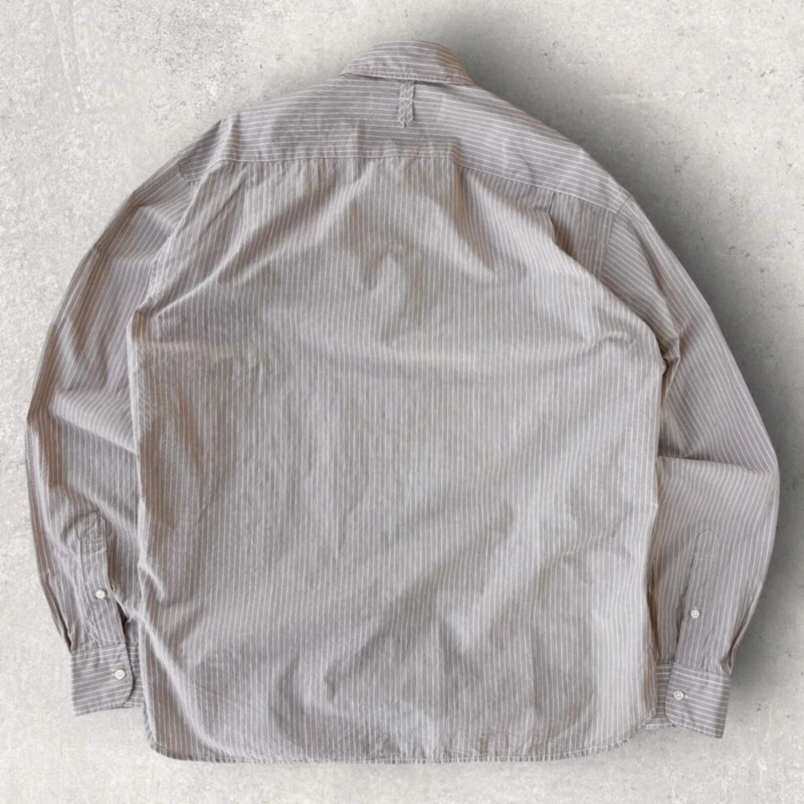 Eastlogue Asymmetric Utility Stripe Shirt Beige M
