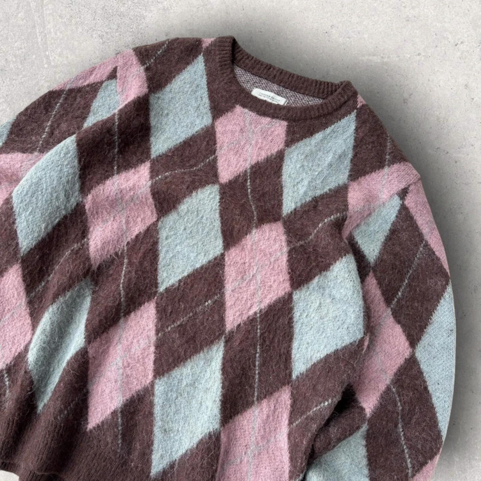 Uniform Bridge Argyle Knit Sweater Brown XL