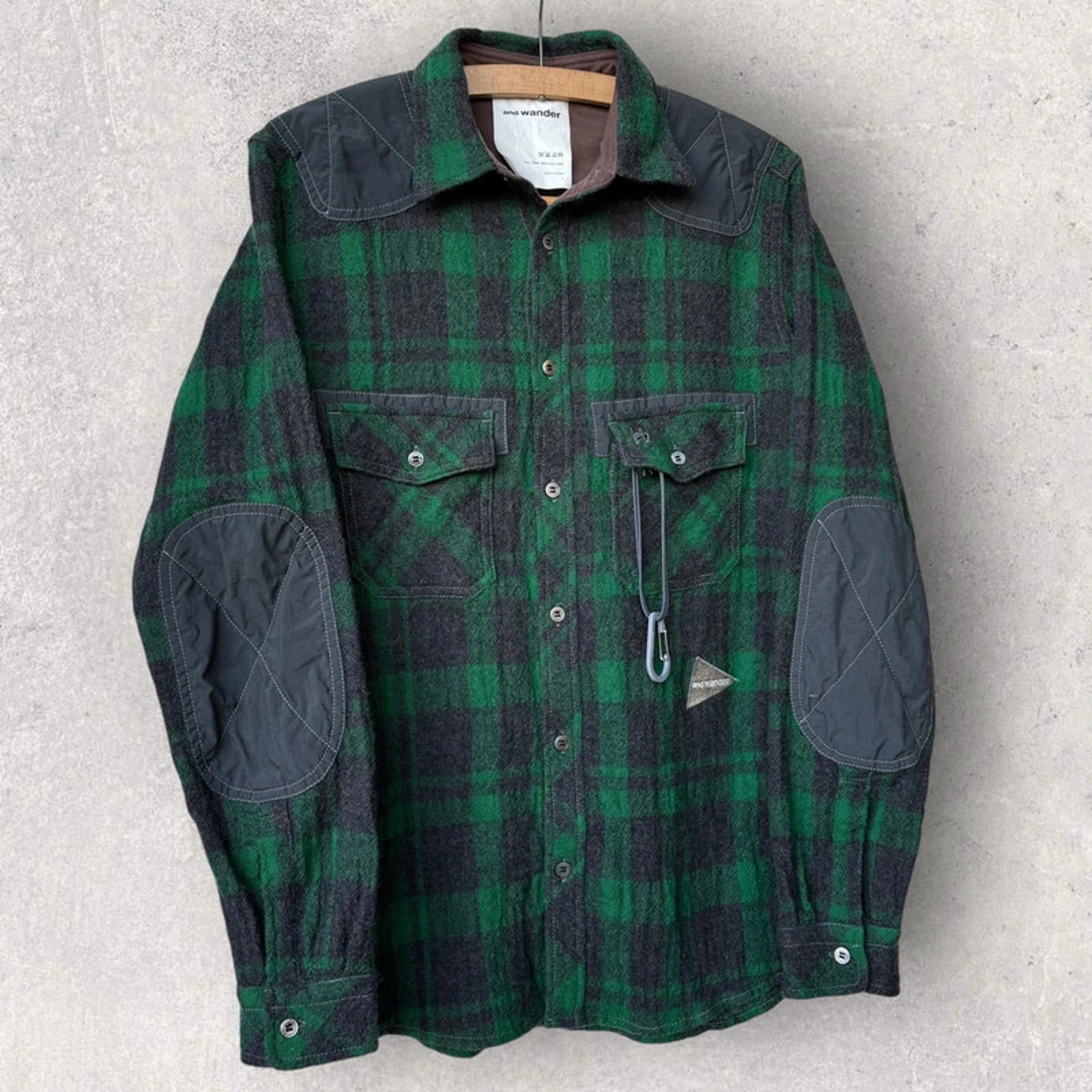 And Wander Check Technical Shirt Green Size S Japan Import