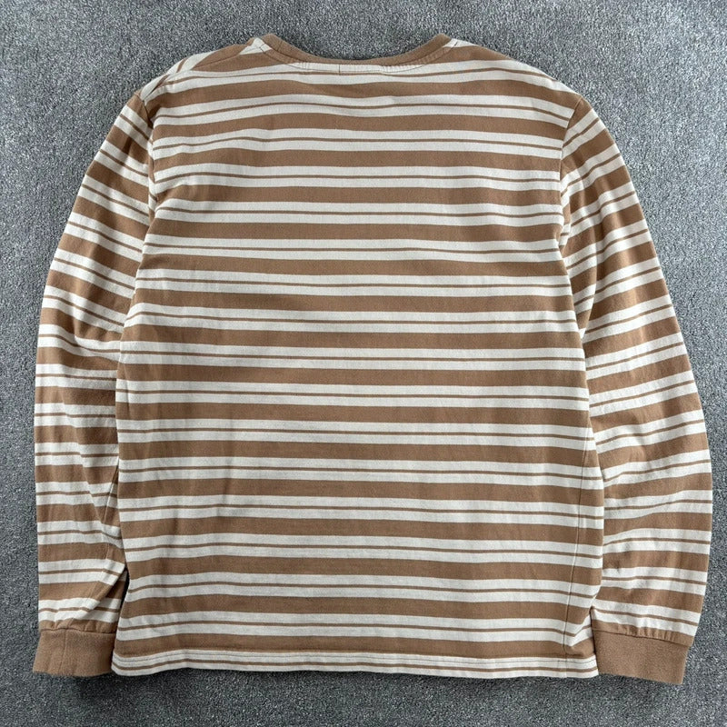 Gramicci Stripe Cropped Long Sleeve Tee Beige S