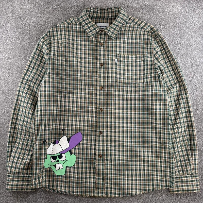 Butter Goods Plaid Graphic Shirt Green L