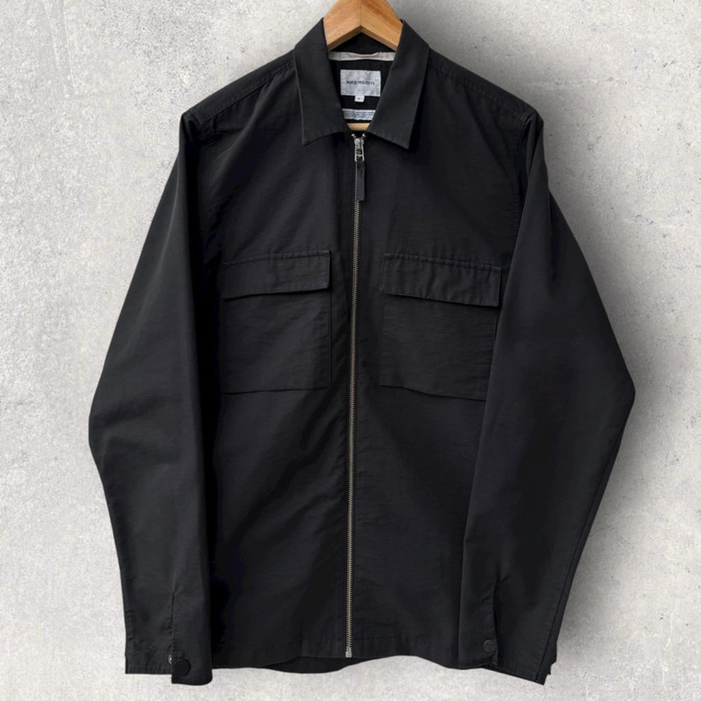Norse Projects Jens Grosgrain Zip Overshirt Black Size M