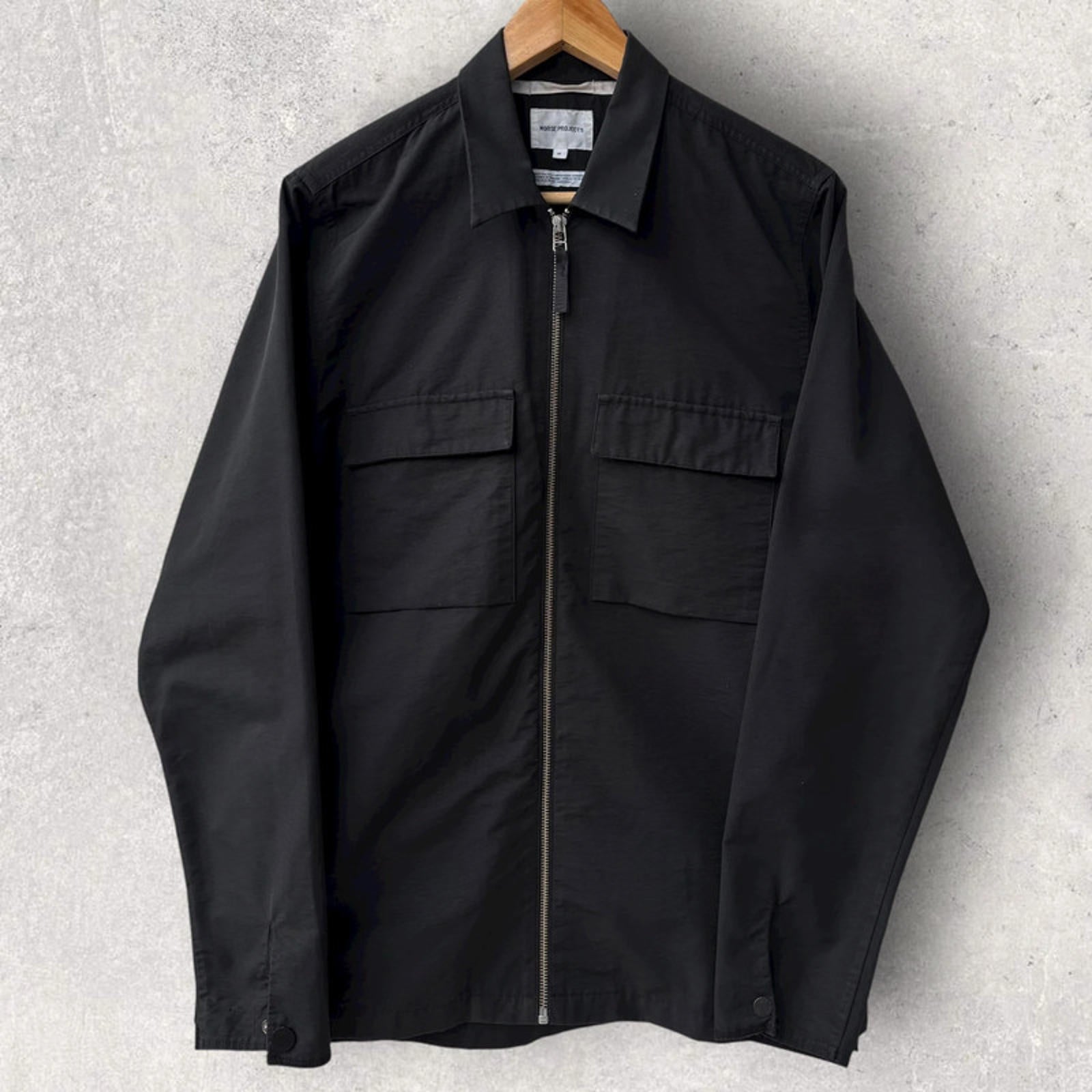 Norse Projects Jens Grosgrain Zip Overshirt Black Size M
