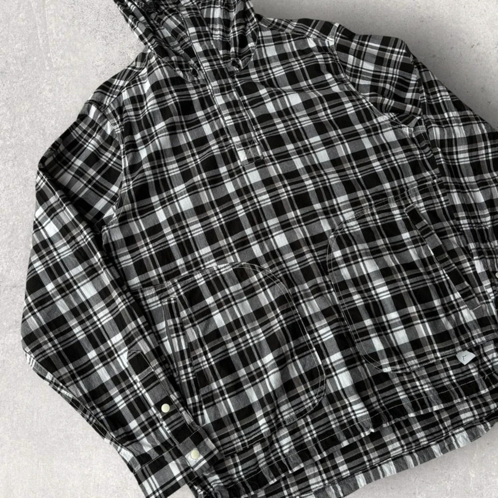 CAYL Light Cotton Plaid Pullover Hoodie Black M ·