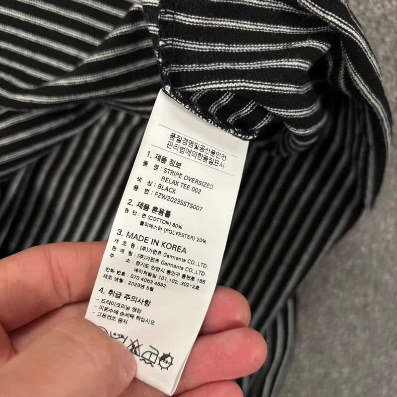 Frizmworks Oversized Stripe Long Sleeve Tee Black M