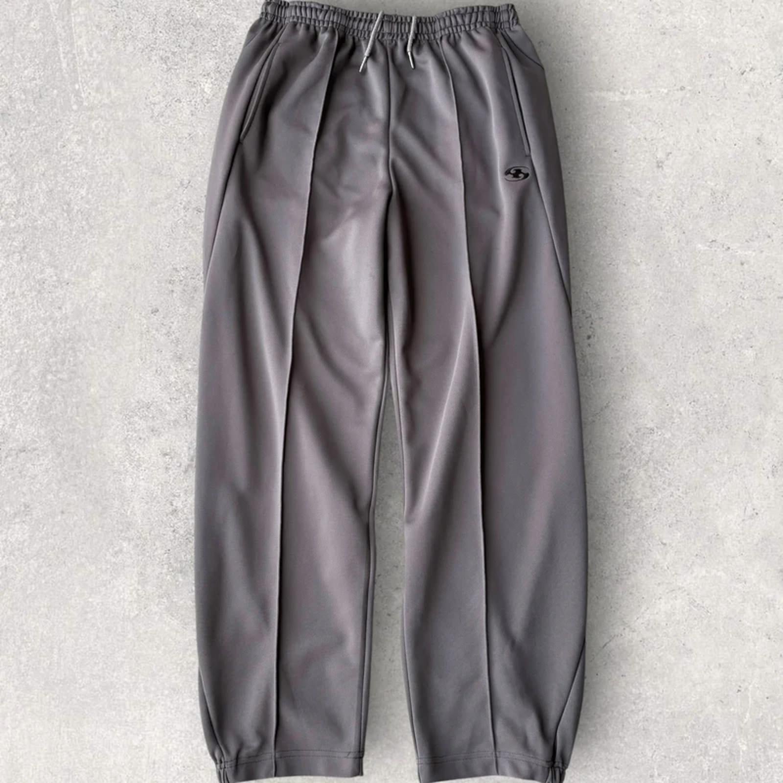 San San Gear Pleated Relaxed Track Pant Grey M Korea Import Streetwear