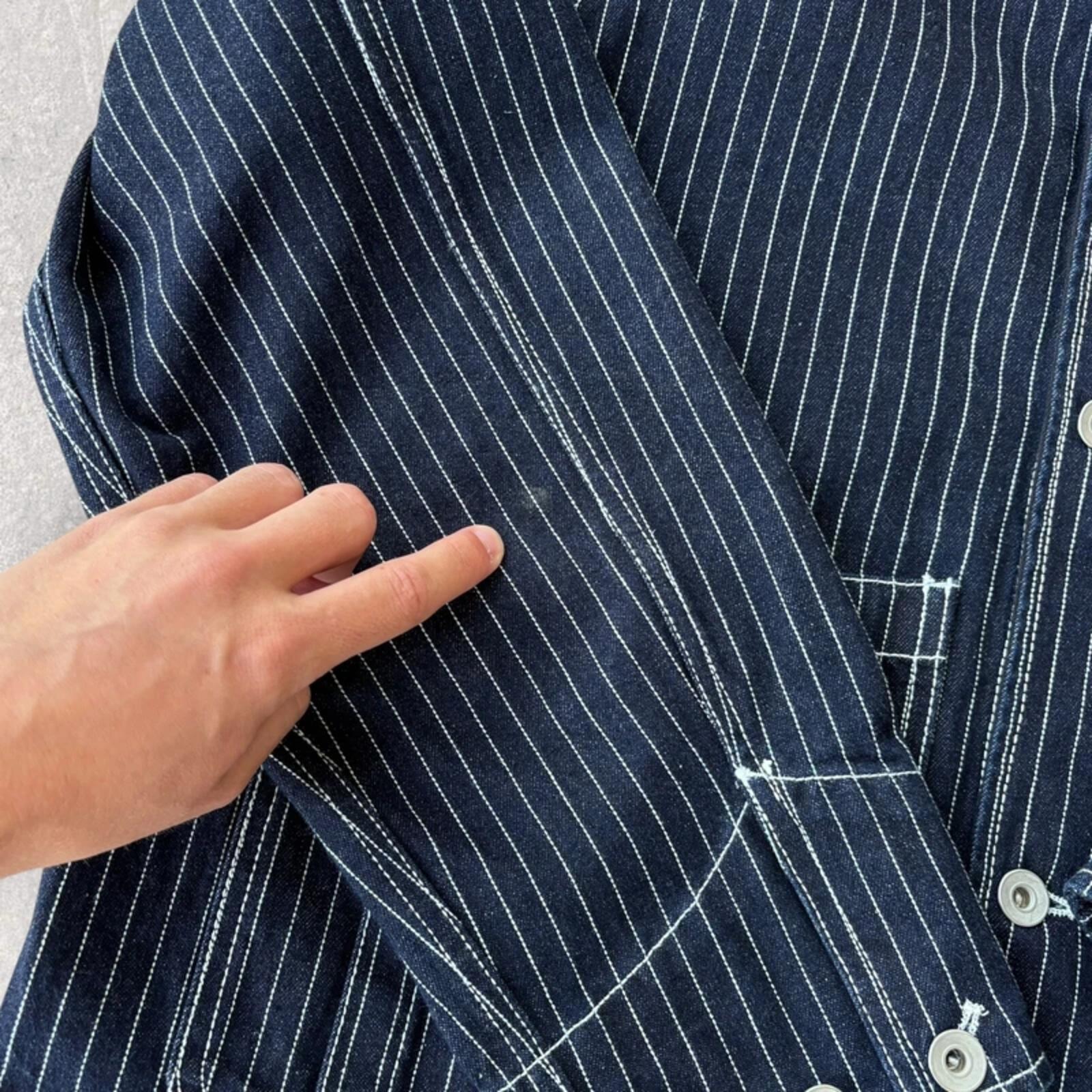 Uniform Bridge Stripe Denim Utility Jacket Blue XL
