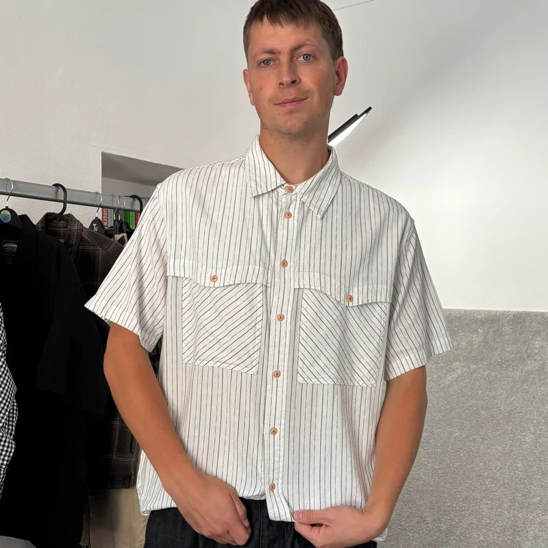 Uniform Bridge Contrast Stripe SS Shirt White M