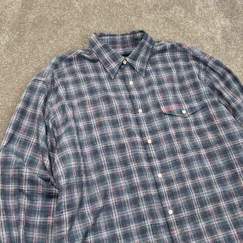 Frizmworks Uneven Check Shirt Blue L