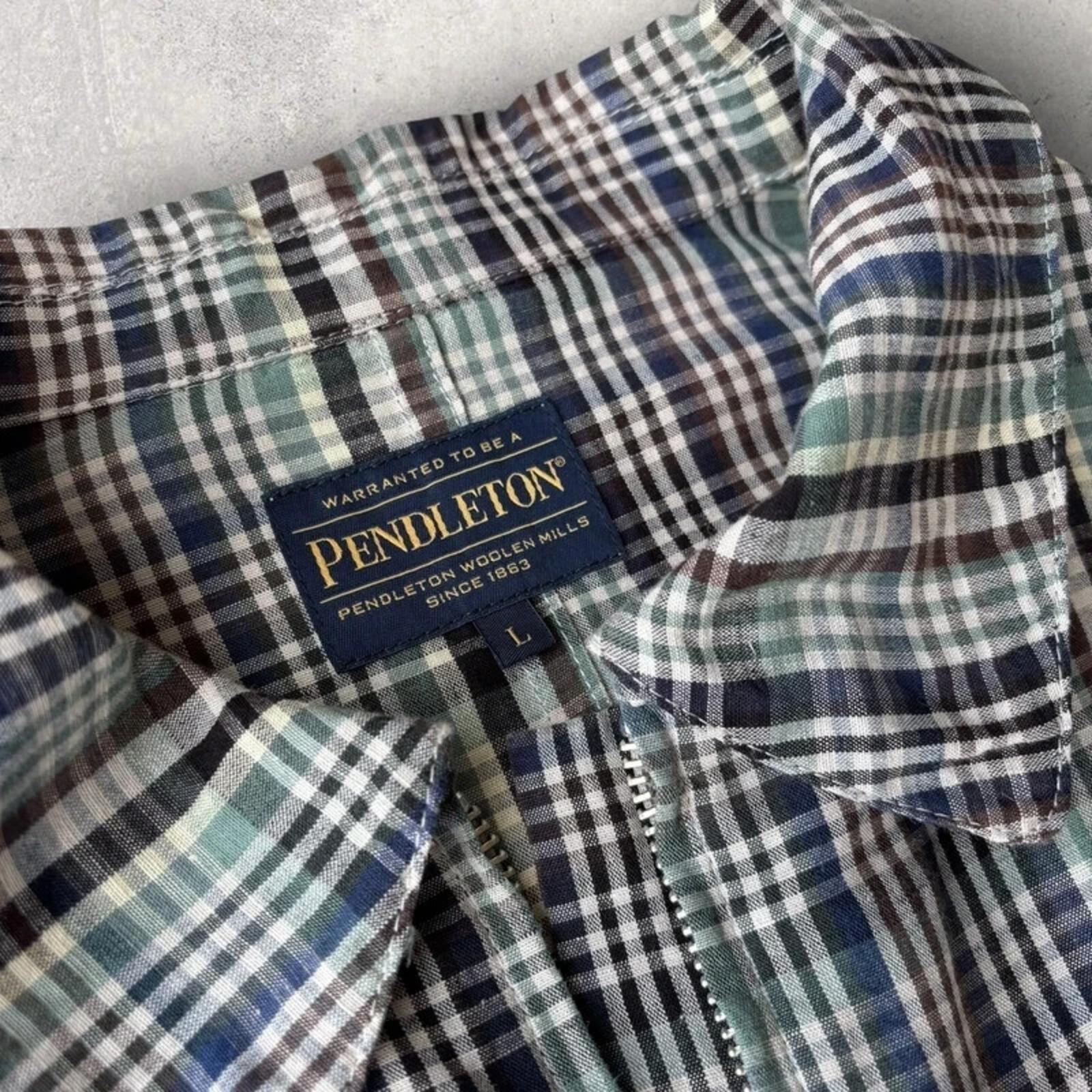 Pendleton Plaid Harrington Jacket Blue L