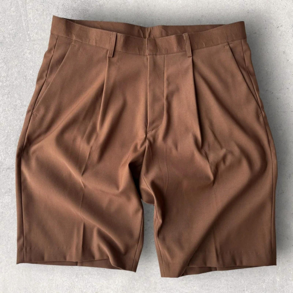 Uniform Bridge Pleated Bermuda Short Brown L