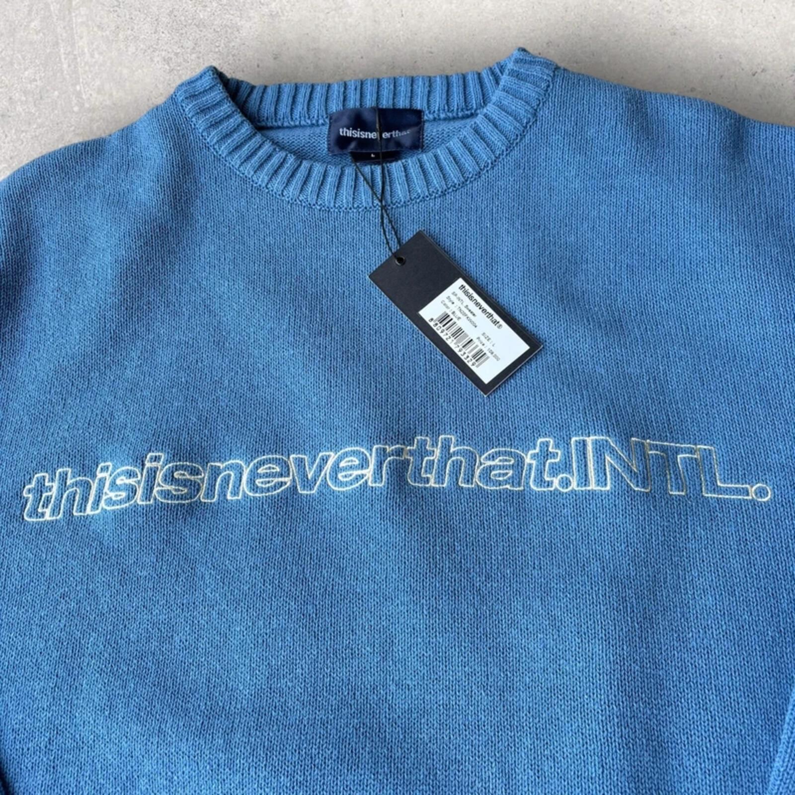 Thisisneverthat Spellout Knit Sweater Blue L