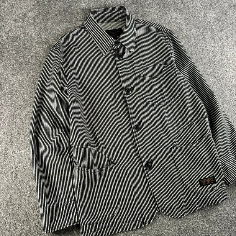 Uniform Bridge Stripe Work Shirt Black White M