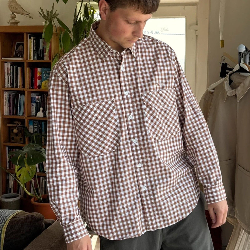 Frizmworks Check Oversized Shirt Brown M