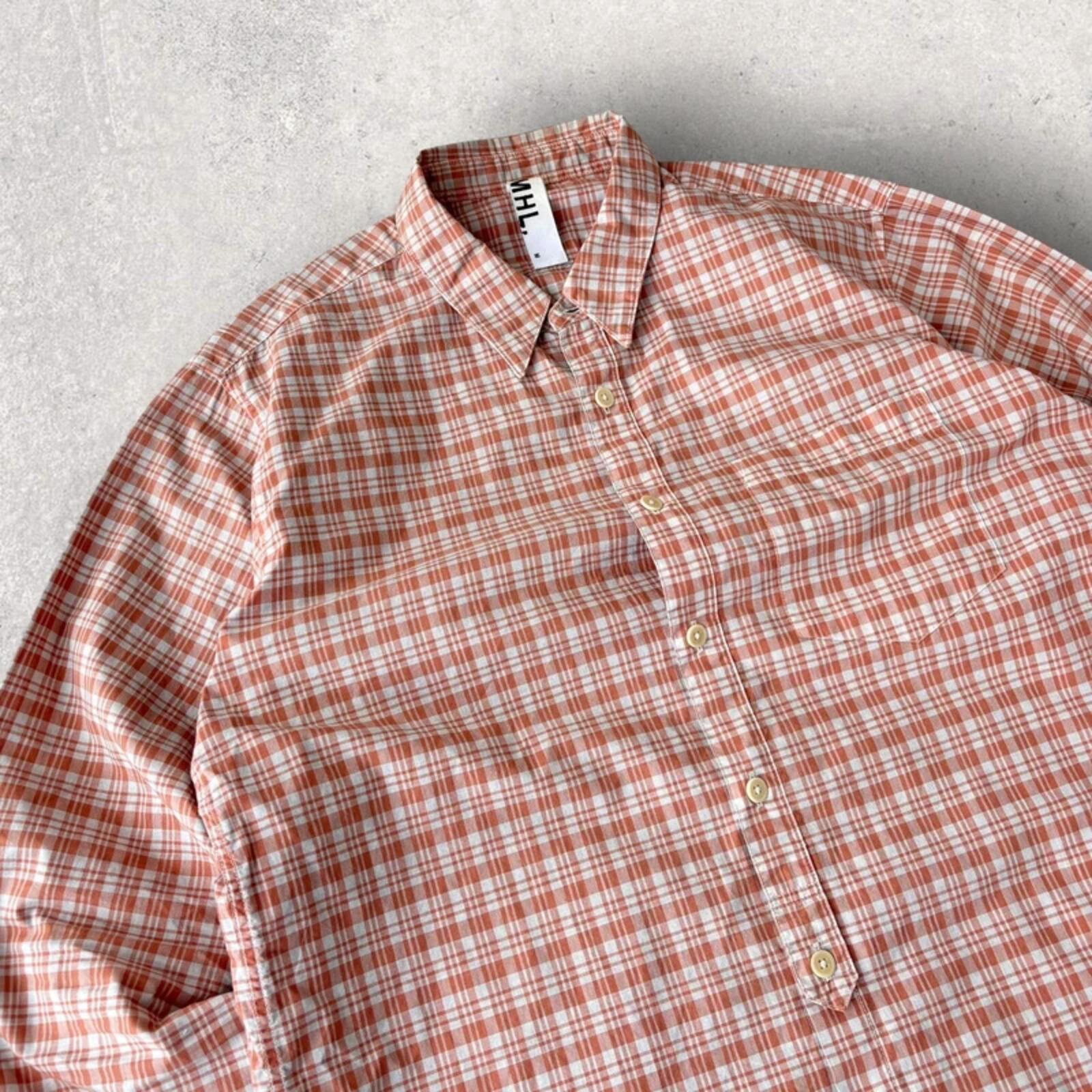 Margaret Howell Cropped Plaid Shirt Coral S