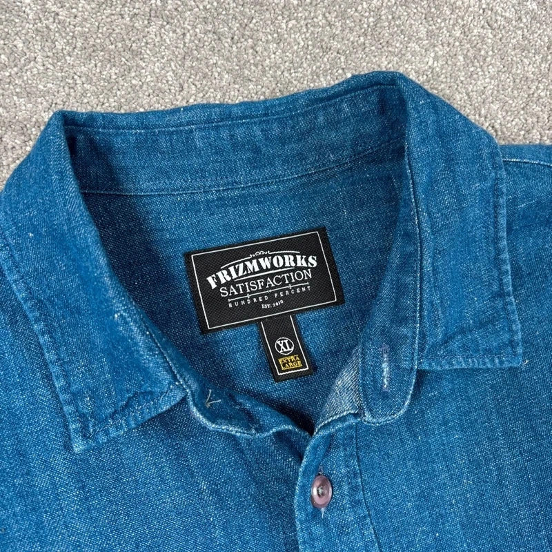 Frizmworks Linen Trucker Half Shirt Blue XL