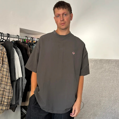 Anglan Brushed Nylon Oversized T Shirt Grey XL